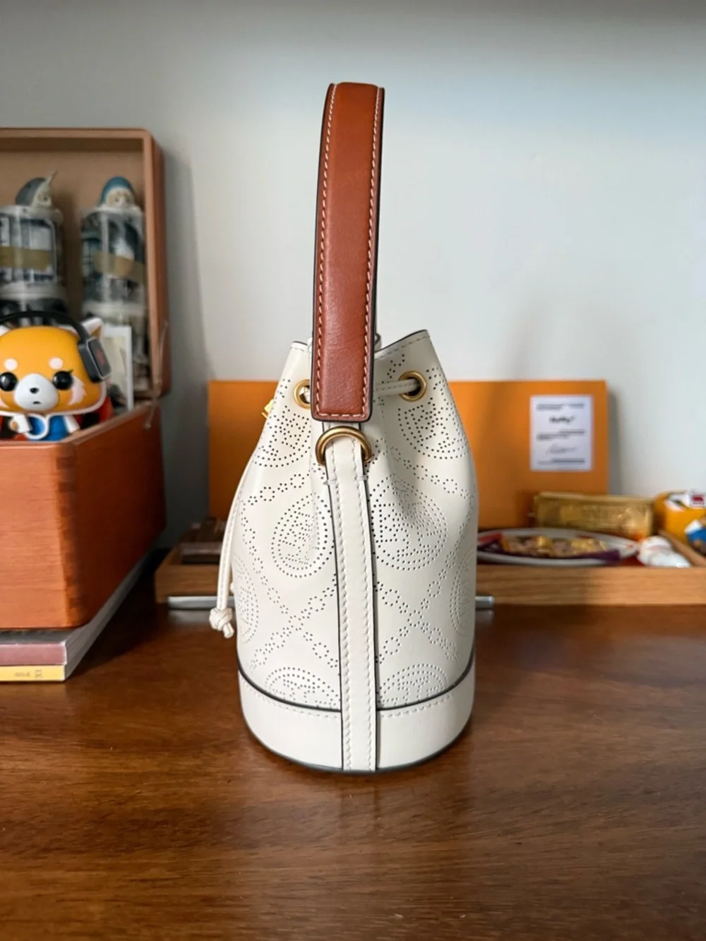 Tory Burch Mini T Monogram Perforated Bucket Bag NWOT - Picture 3 of 8